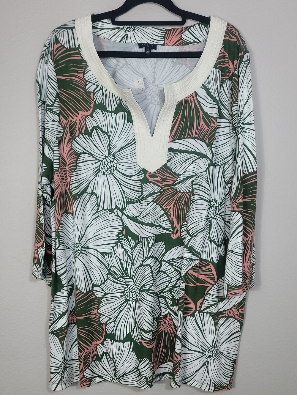 NWT Talbots Tropical Floral Tunic Top Size 2X Vacation Coastal Grandma
